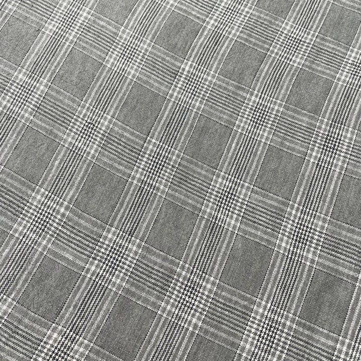 Linen Grey Check Fabric 6634 - The Linen Lab - Grey