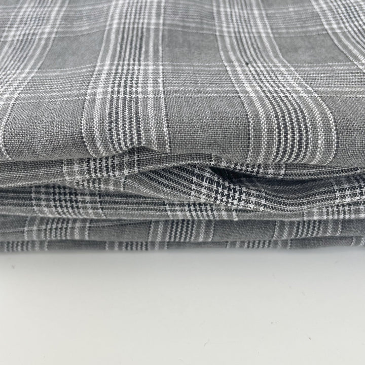 Linen Grey Check Fabric 6634 - The Linen Lab - Grey
