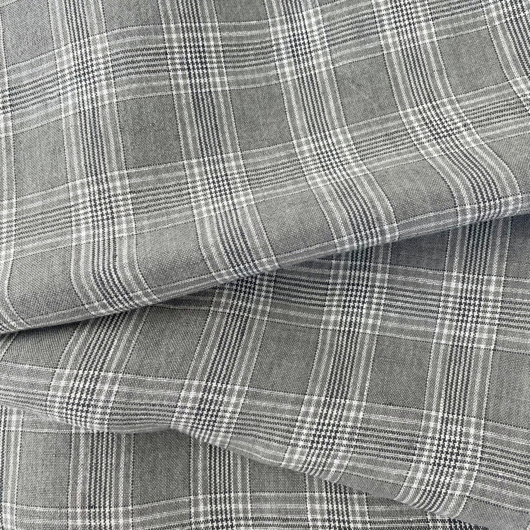Linen Grey Check Fabric 6634 - The Linen Lab - Grey