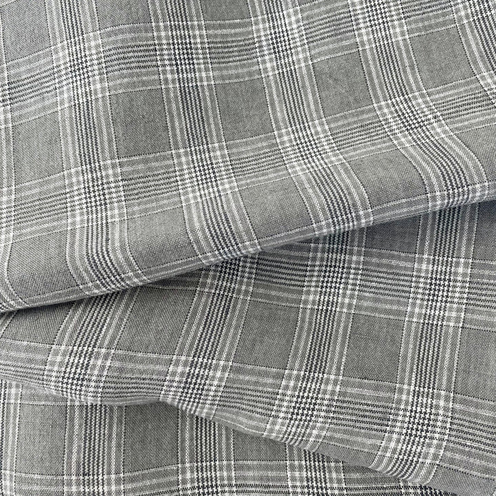 Linen Grey Check Fabric 6634 - The Linen Lab - Grey