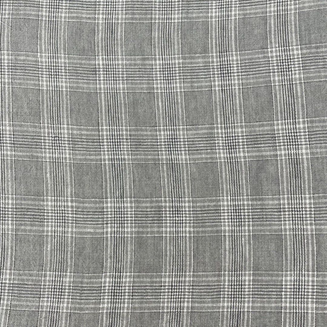 Linen Grey Check Fabric 6634 - The Linen Lab - Grey