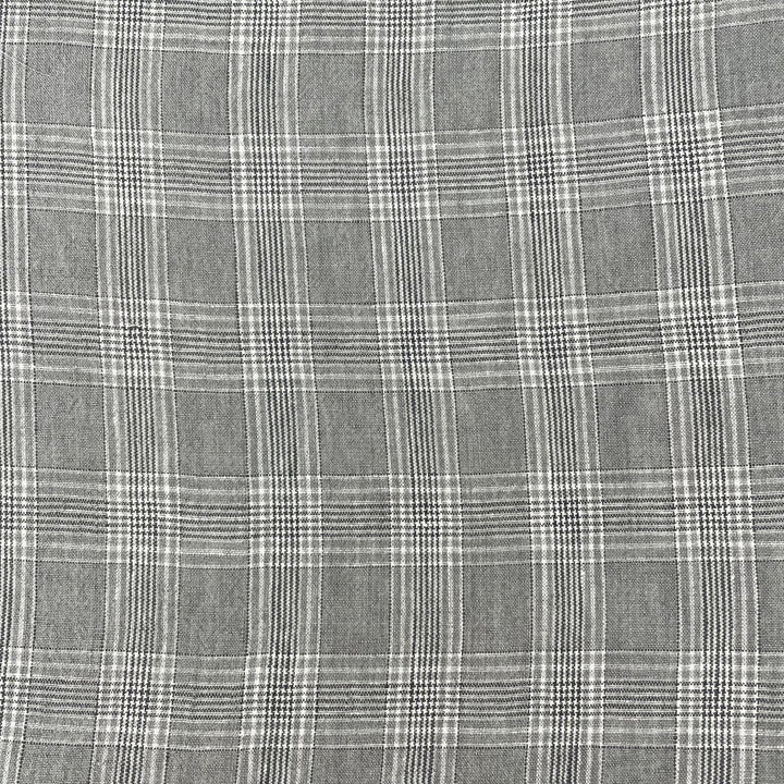Linen Grey Check Fabric 6634 - The Linen Lab - Grey