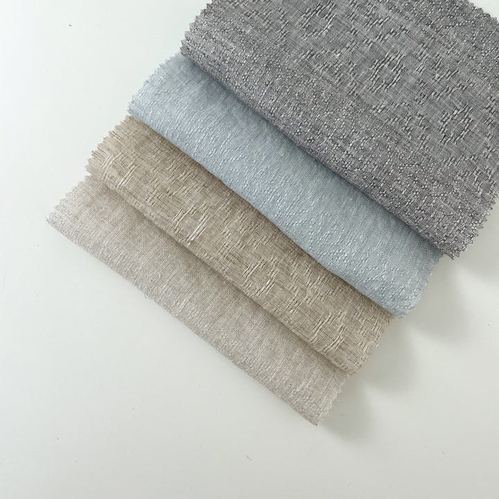 Linen Jacquard Multi Pattern Fabric - The Linen Lab - White