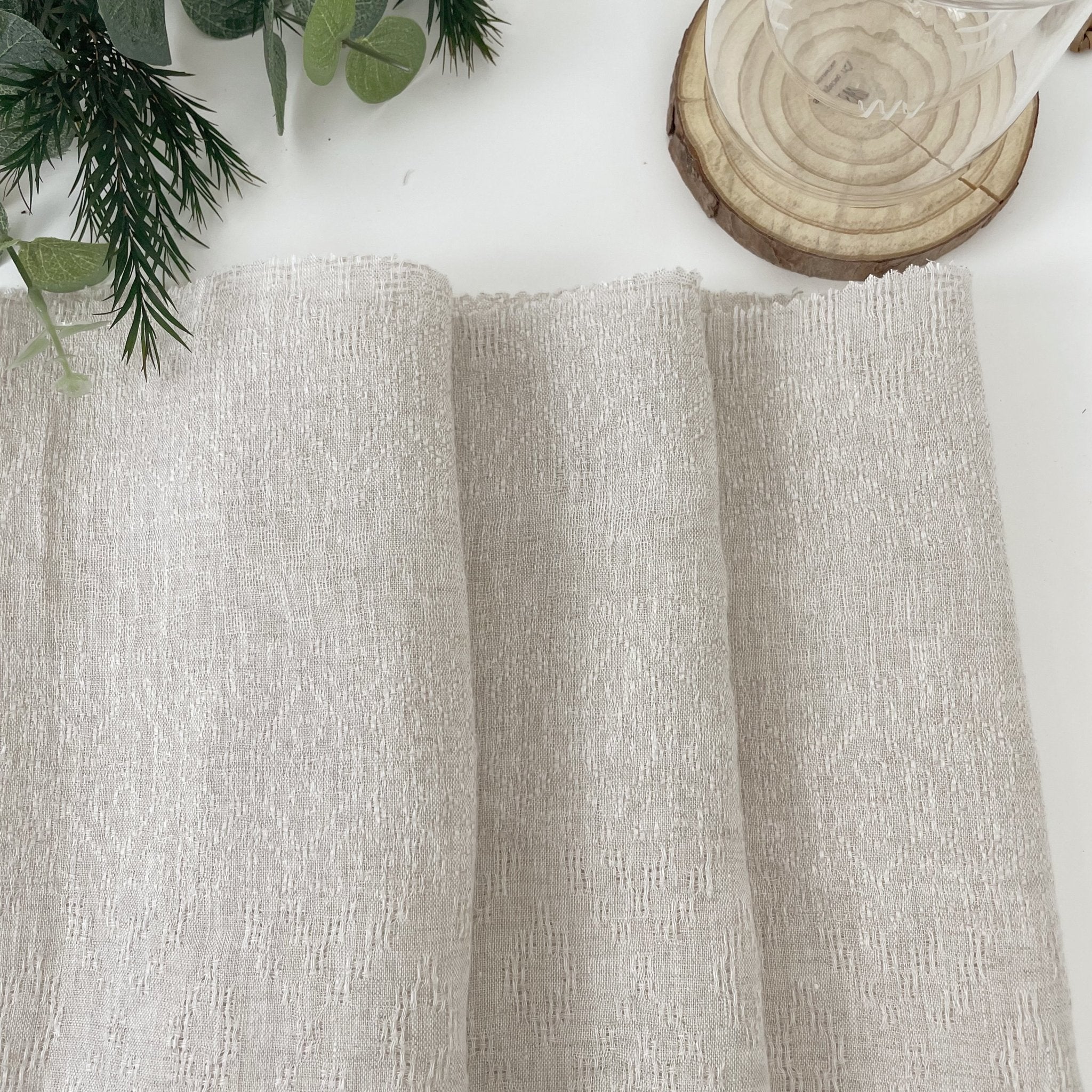 Linen Jacquard Multi Pattern Fabric - The Linen Lab - Natural