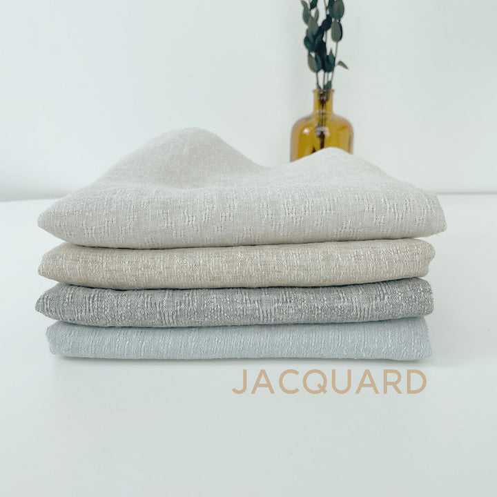 Linen Jacquard Multi Pattern Fabric - The Linen Lab - White