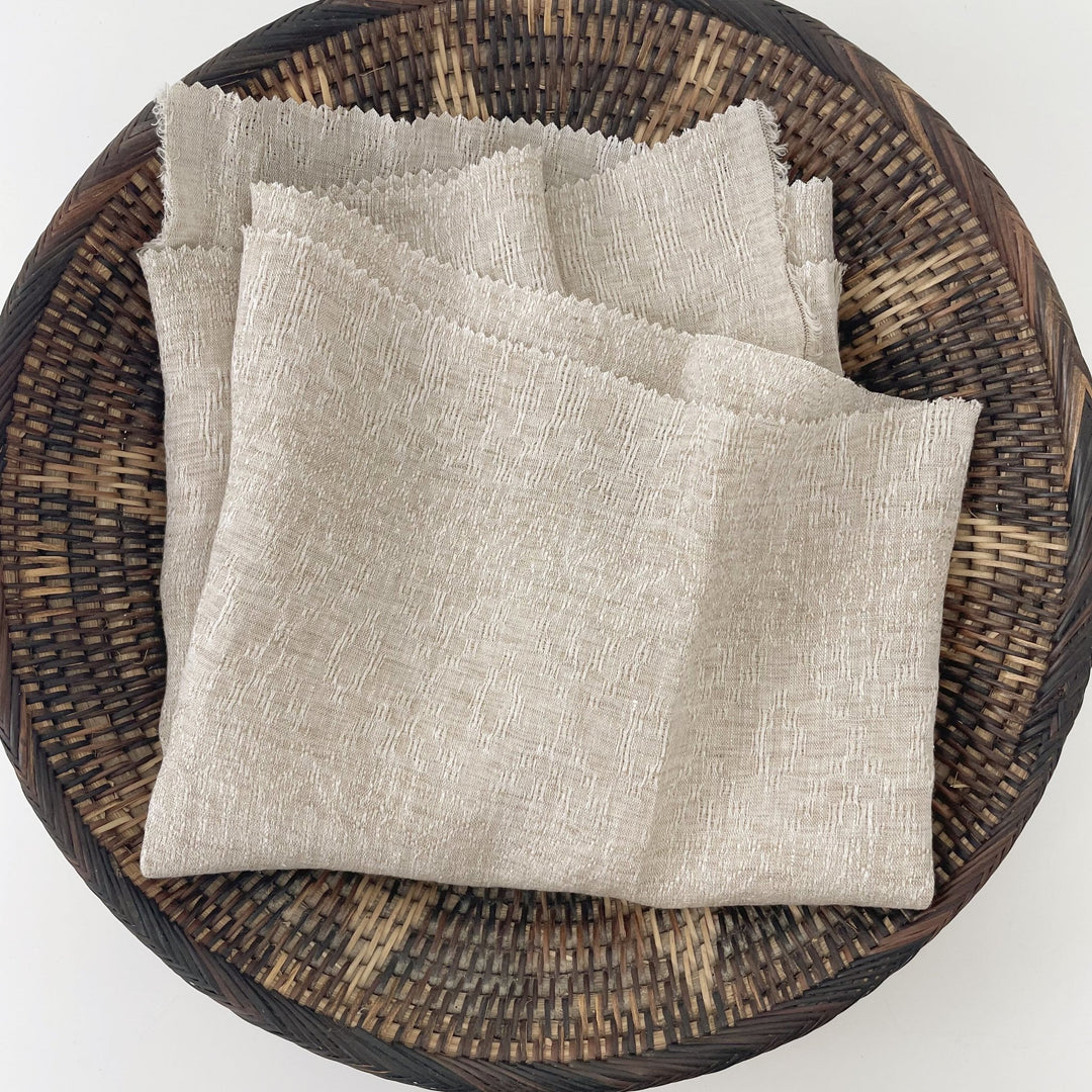 Linen Jacquard Multi Pattern Fabric - The Linen Lab - Blue