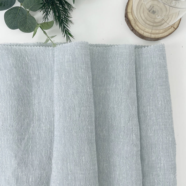 Linen Jacquard Multi Pattern Fabric - The Linen Lab - Blue