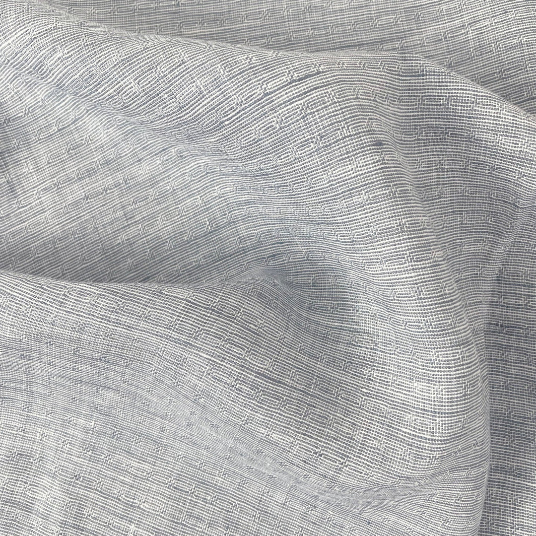 Linen Jacquard Small Pattern Fabric 4888 4887 - The Linen Lab - Blue