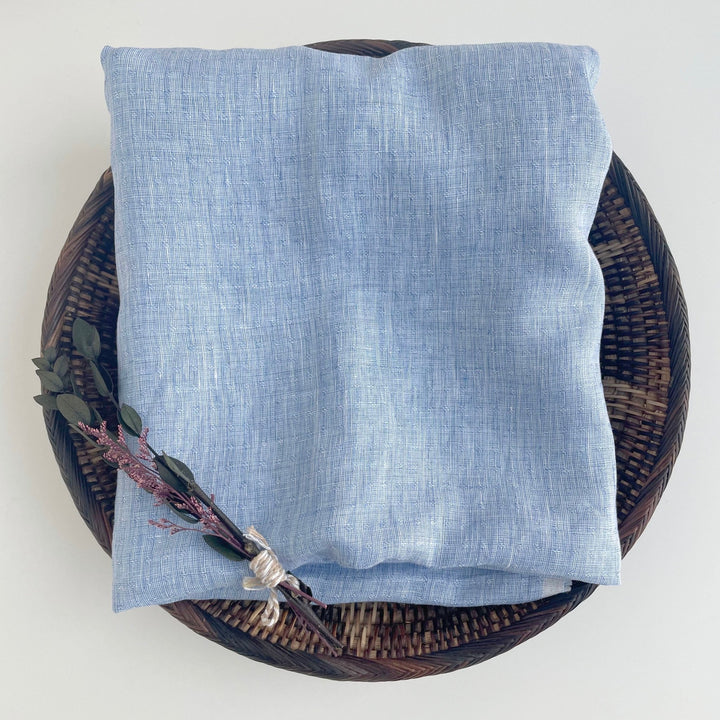Linen Jacquard Small Pattern Fabric 4888 4887 - The Linen Lab - Blue