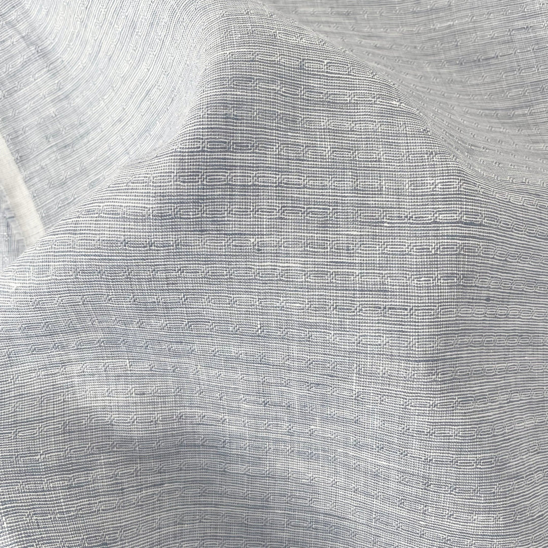 Linen Jacquard Small Pattern Fabric 4888 4887 - The Linen Lab - Blue