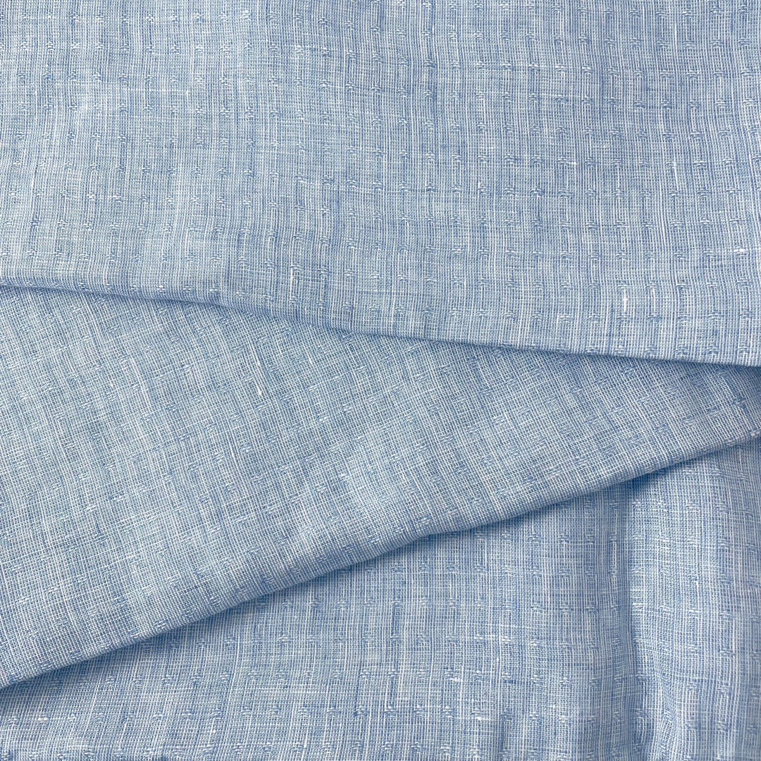 Linen Jacquard Small Pattern Fabric 4888 4887 - The Linen Lab - Blue