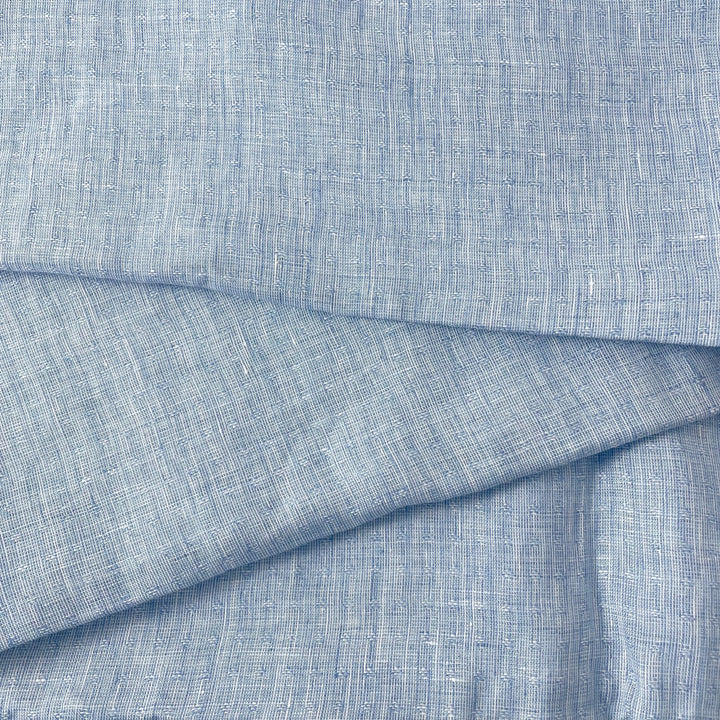 Linen Jacquard Small Pattern Fabric 4888 4887 - The Linen Lab - Blue