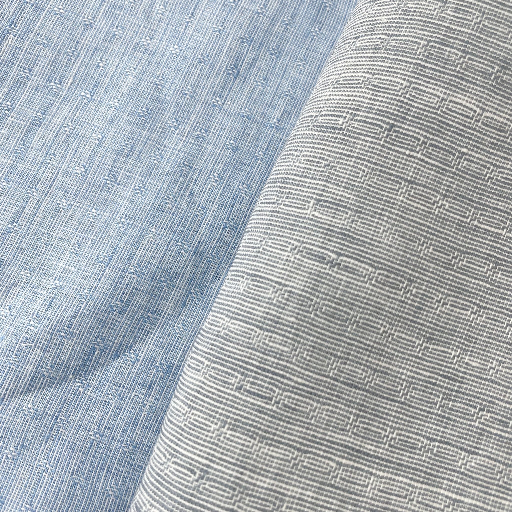 Linen Jacquard Small Pattern Fabric 4888 4887 - The Linen Lab - Blue