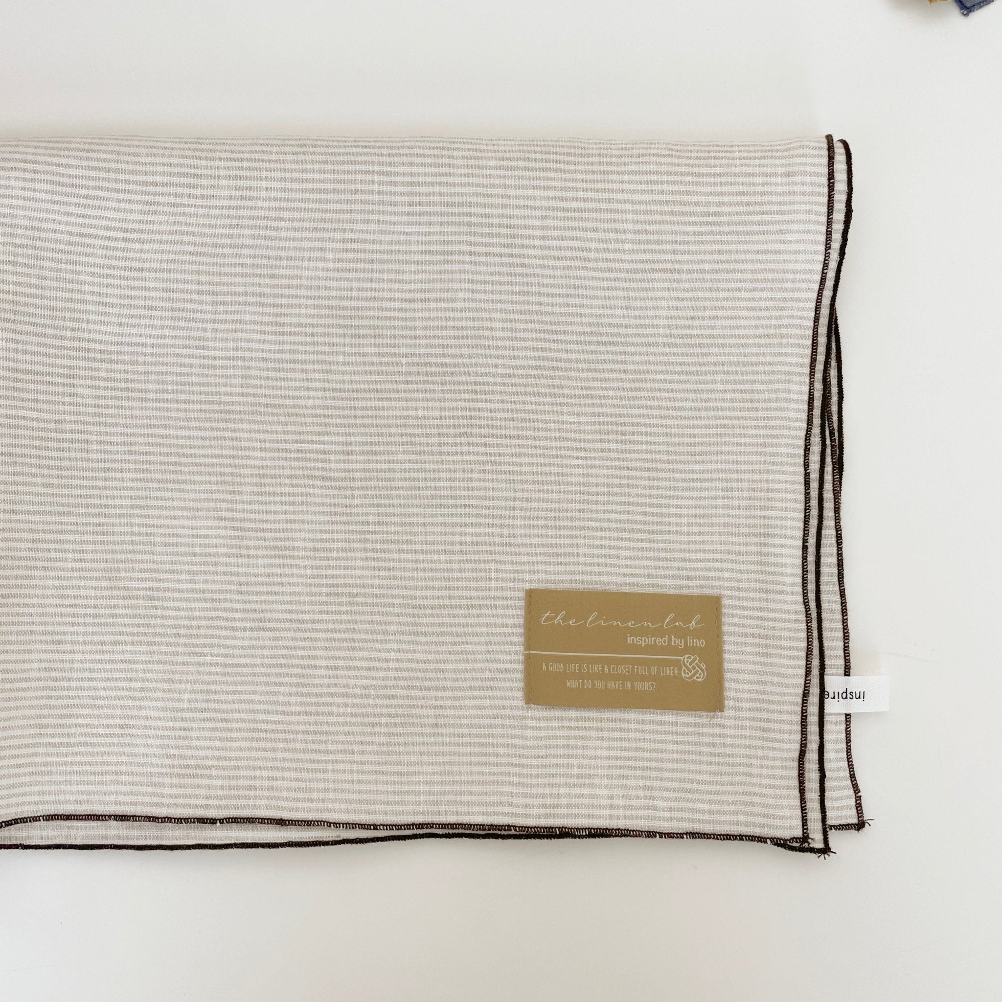 Linen Kitchen Cloth Towel Stripe&Check - The Linen Lab - Beige stripe