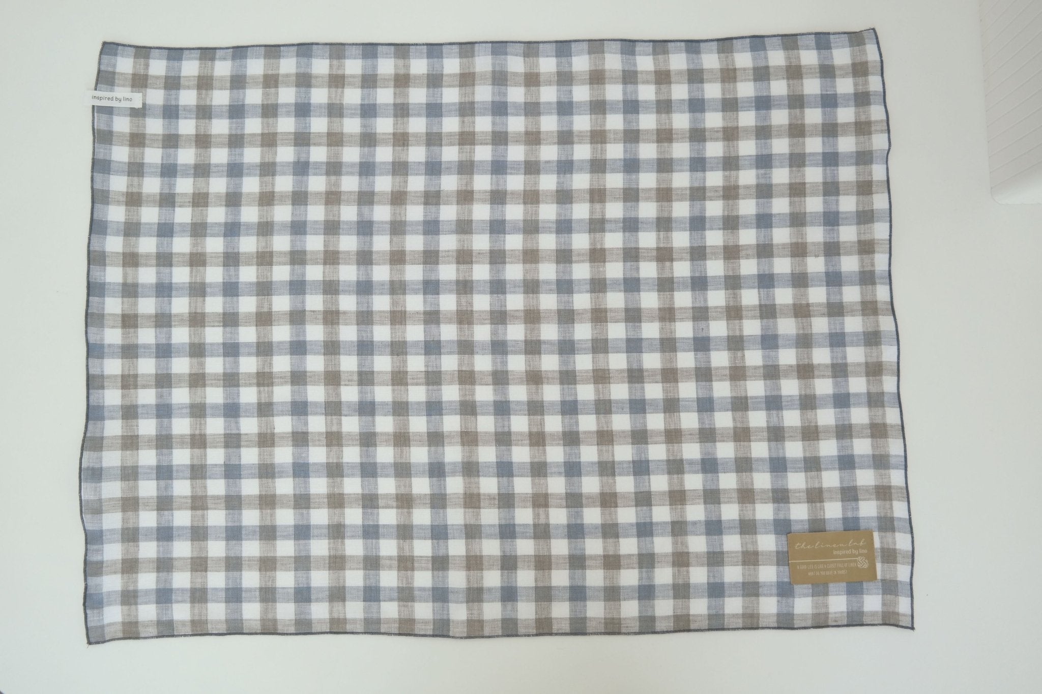 Linen Kitchen Cloth Towel Stripe&Check - The Linen Lab - Violetgrey check