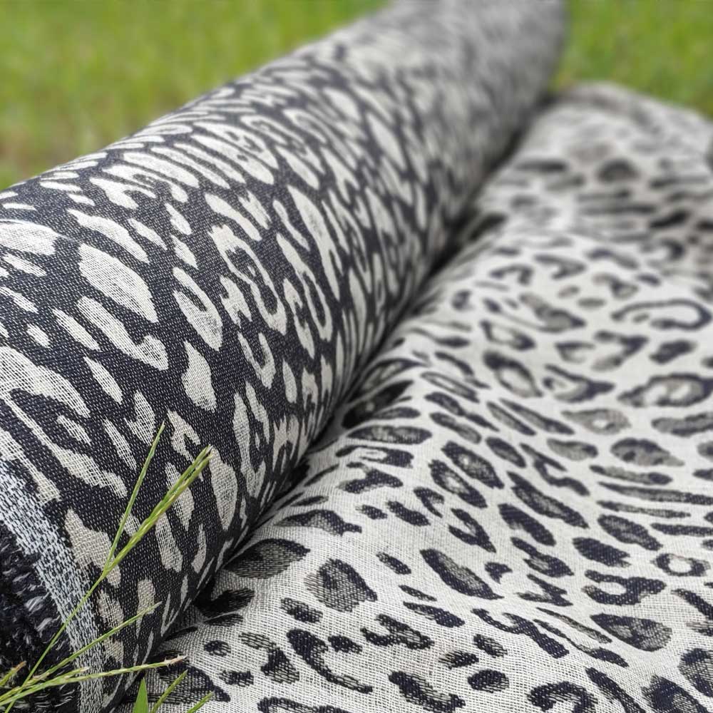 Linen Leopard Jacquard Fabric (6014 6015 6016) - The Linen Lab - Blue