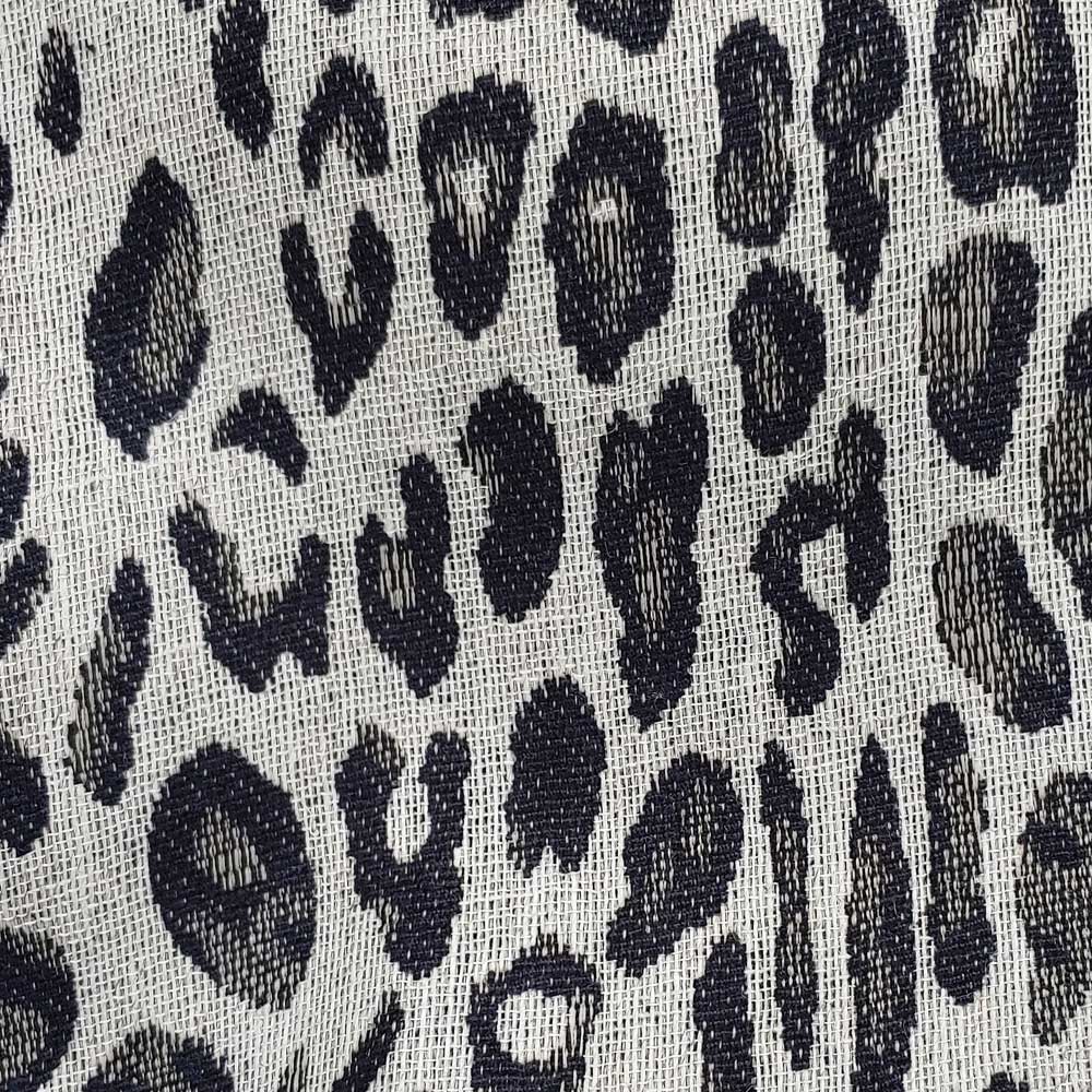 Linen Leopard Jacquard Fabric (6014 6015 6016) - The Linen Lab - Black