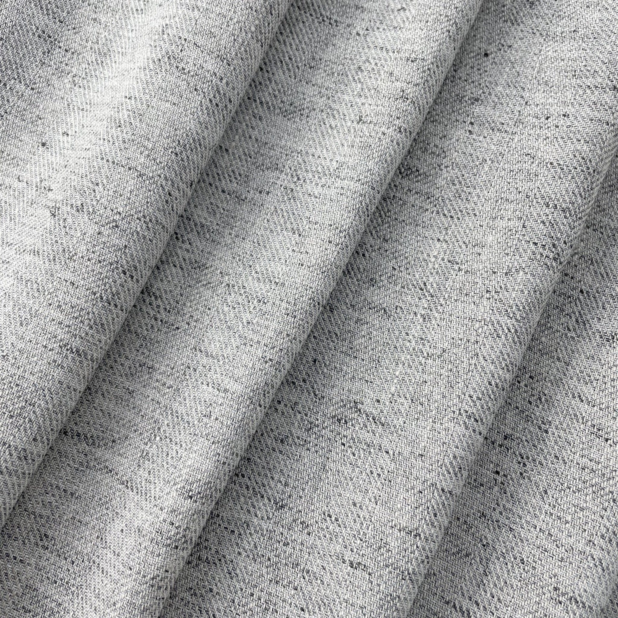 Linen Melange Fabric HBT Herringbone Twill (6667 6668) - The Linen Lab - Grey
