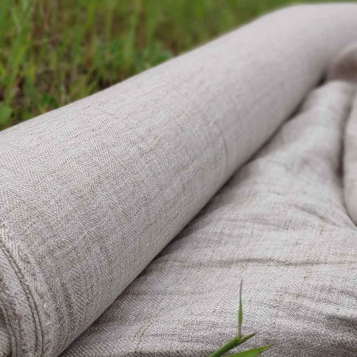 Linen Melange Fabric HBT Herringbone Twill (6706) - The Linen Lab - Beige