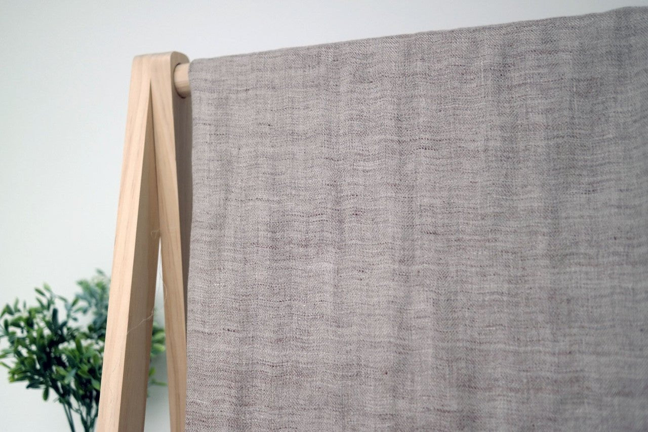 Linen Melange Fabric HBT Herringbone Twill (6706) - The Linen Lab - Beige