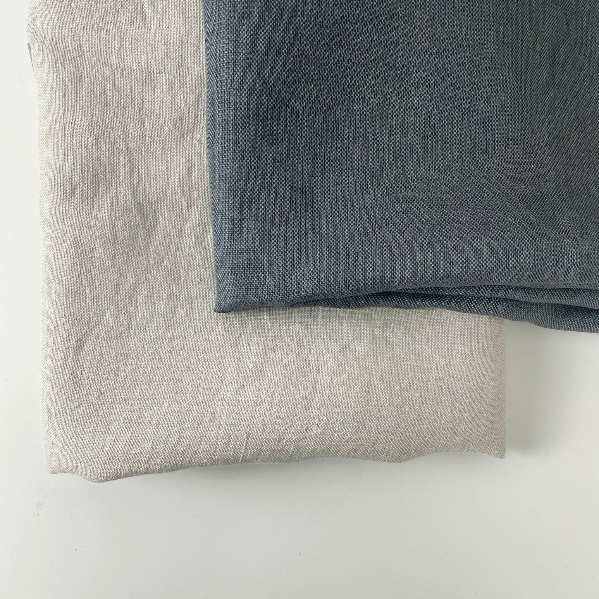 Linen Natural Grey Dot Fabric 7288 7438 - The Linen Lab - Natural