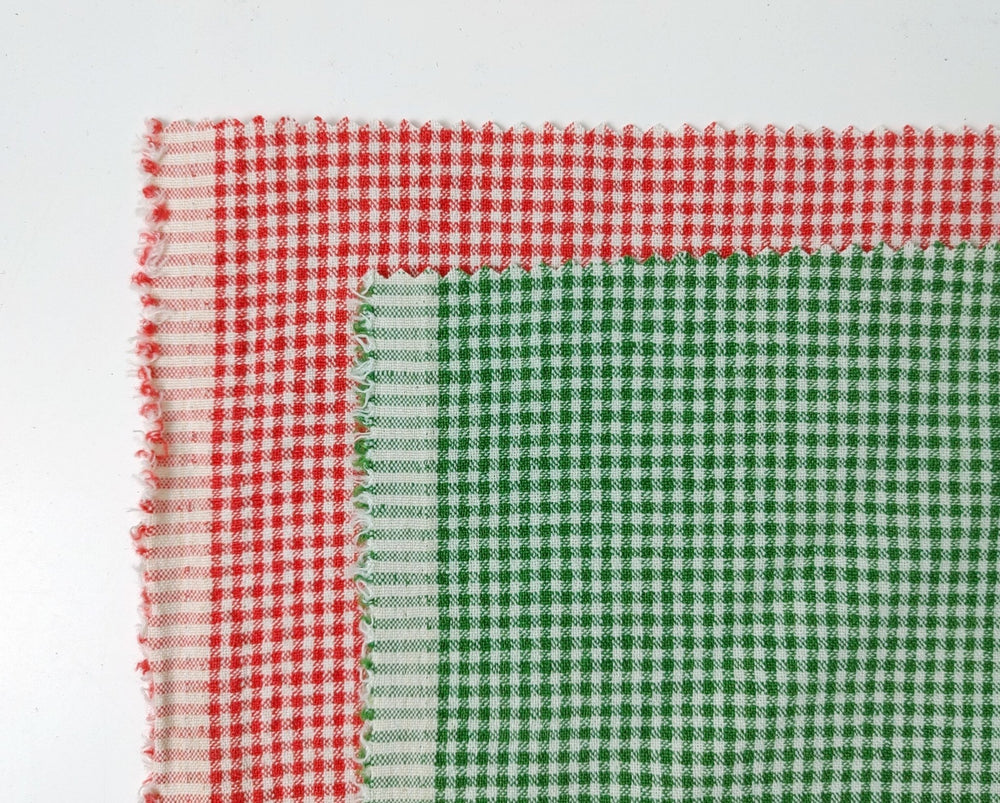Linen Nylon Cotton Small Check Fabric with Subtle Seersucker Effect - A Blend of Comfort and Style 7635 7636 - The Linen Lab - Red