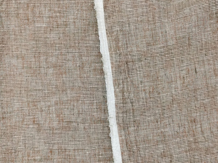 Linen Polyester Glen Plaid Fabric with Delave Effect 7062 7063 6805 - The Linen Lab - Brown