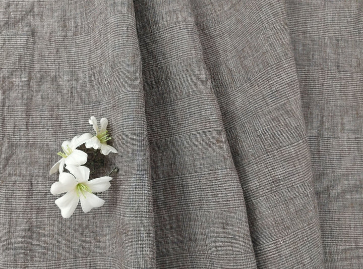 Linen Polyester Glen Plaid Fabric with Delave Effect 7062 7063 6805 - The Linen Lab - Gray