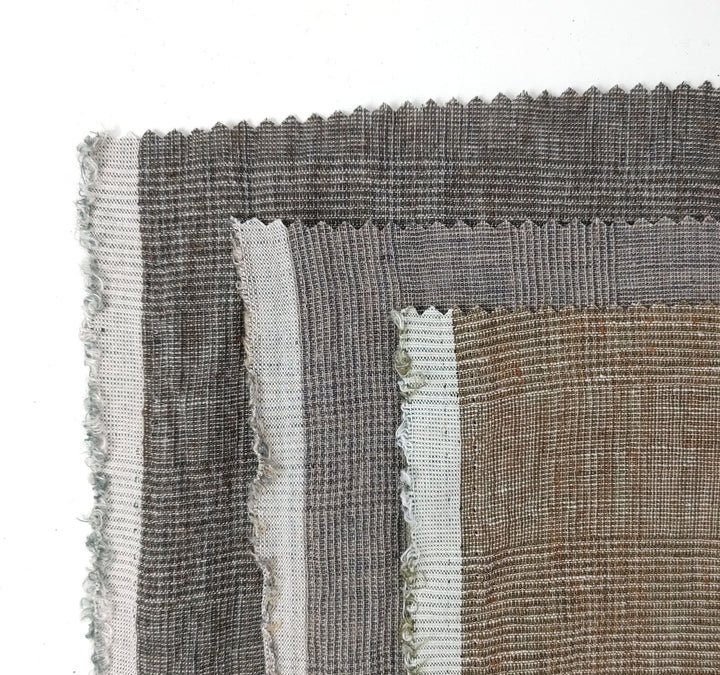 Linen Polyester Glen Plaid Fabric with Delave Effect 7062 7063 6805 - The Linen Lab - Gray