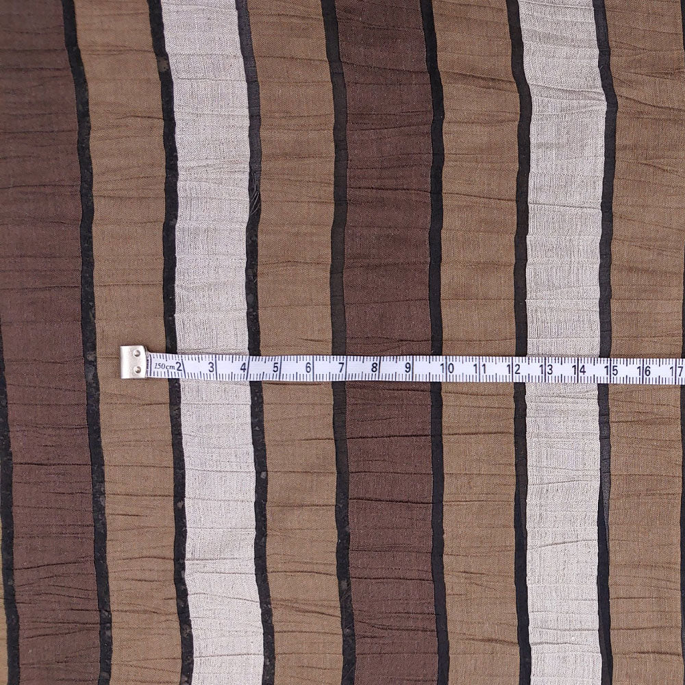 Linen Polyester Stripe Fabric with Crease Effect (2932) - The Linen Lab - Brown