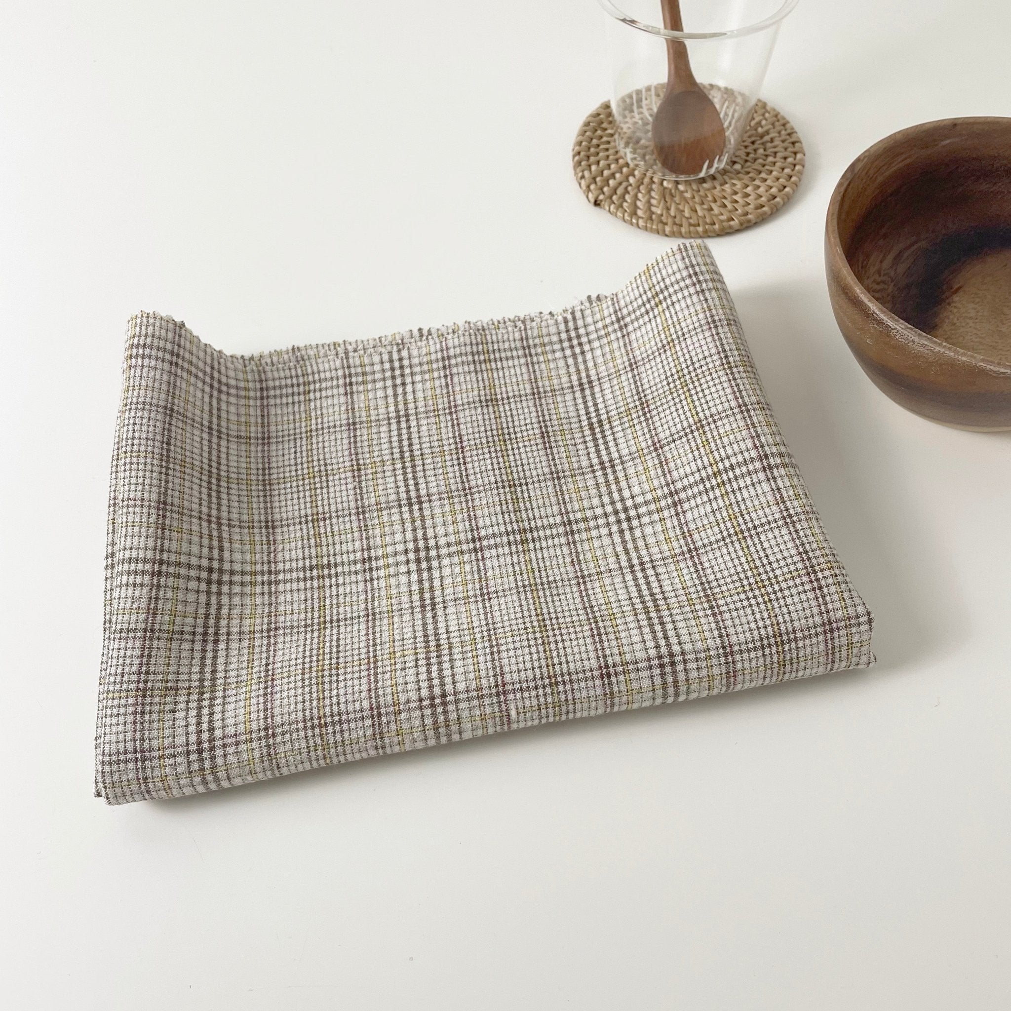 Linen Rayon Cotton Check Fabric 7377 - The Linen Lab - 7377 CHECK