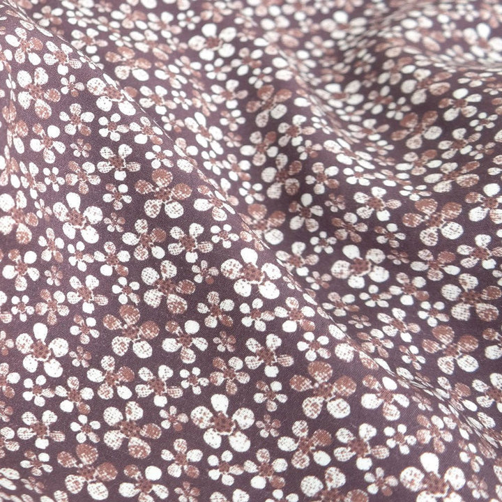 Linen Rayon Fabric Flower Print 7356 7357 - The Linen Lab - BROWN 7356