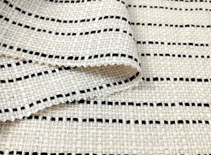 Linen Rayon Natural Hue Tweed Stripe with Metallic Lurex Yarn 3175 - The Linen Lab - Natural