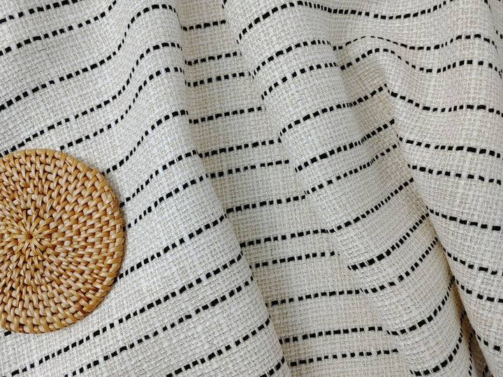 Linen Rayon Natural Hue Tweed Stripe with Metallic Lurex Yarn 3175 - The Linen Lab - Natural