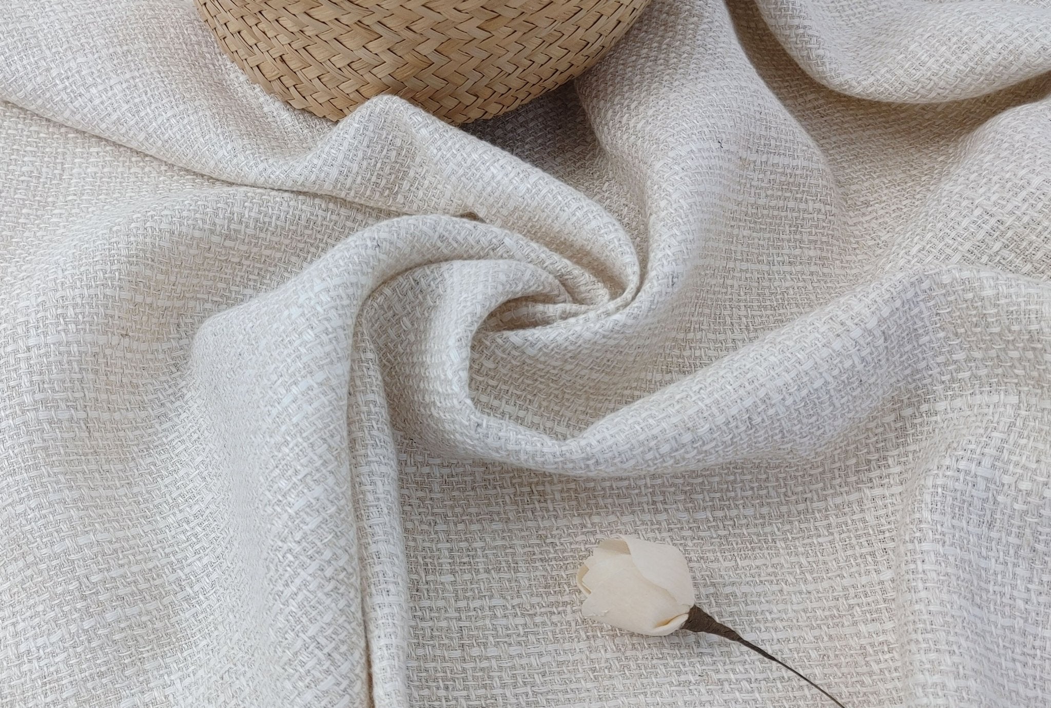 Linen Rayon Natural Tweed Fabric 306 - The Linen Lab - Natural