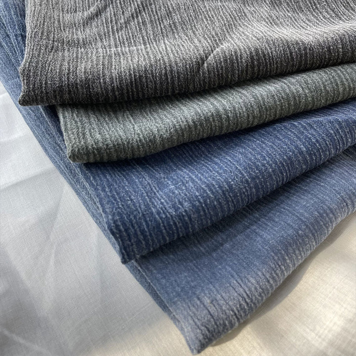 Linen Rayon Pigment Bio-washed Fabric with Wrinkle Effect - The Linen Lab - dark green
