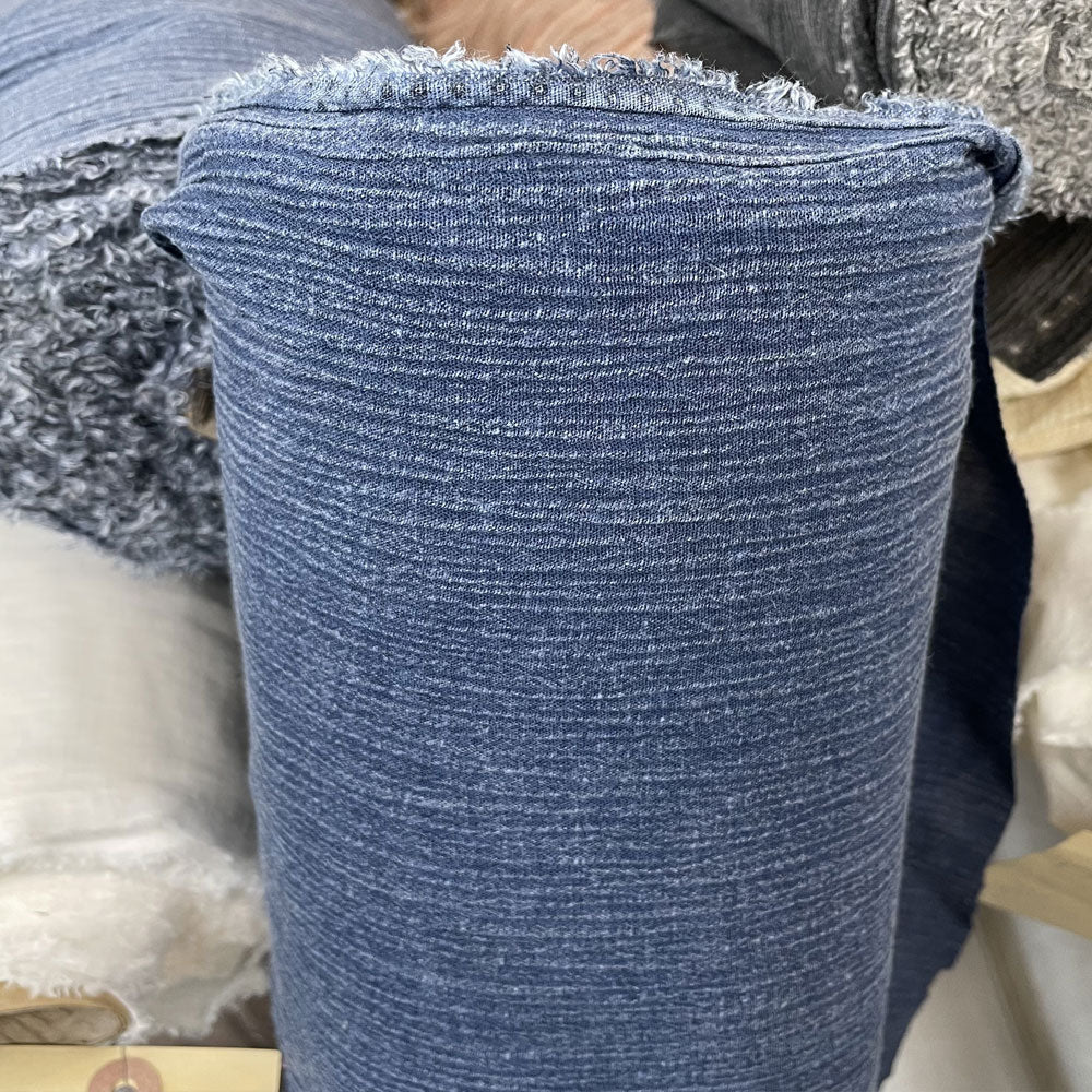 Linen Rayon Pigment Bio-washed Fabric with Wrinkle Effect - The Linen Lab - dark green