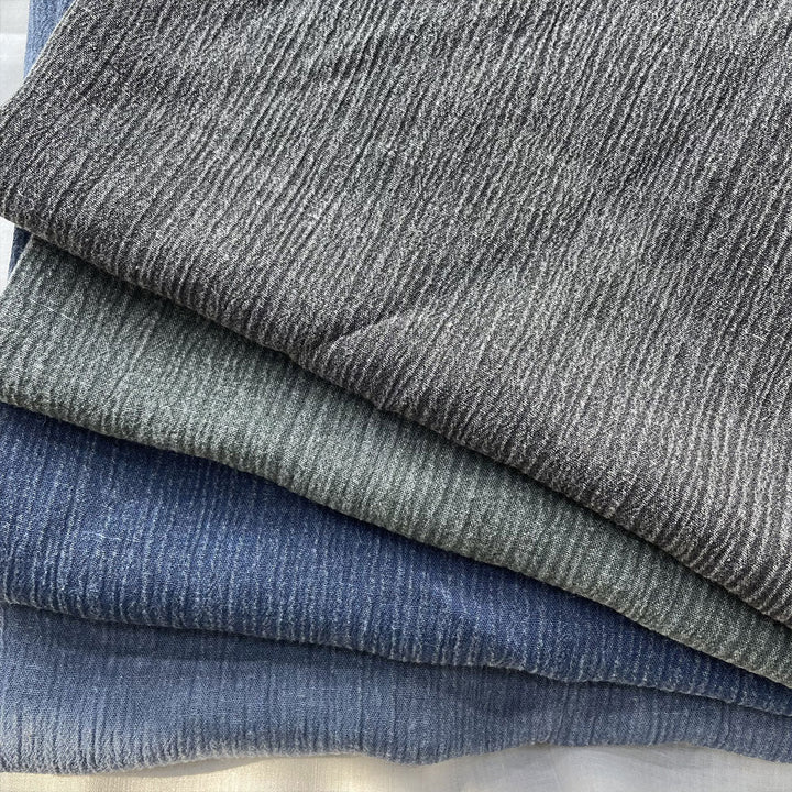 Linen Rayon Pigment Bio-washed Fabric with Wrinkle Effect - The Linen Lab - dark green