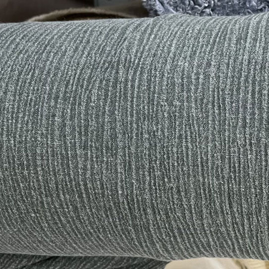 Linen Rayon Pigment Bio-washed Fabric with Wrinkle Effect - The Linen Lab - dark green