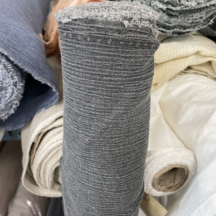 Linen Rayon Pigment Bio-washed Fabric with Wrinkle Effect - The Linen Lab - dark green