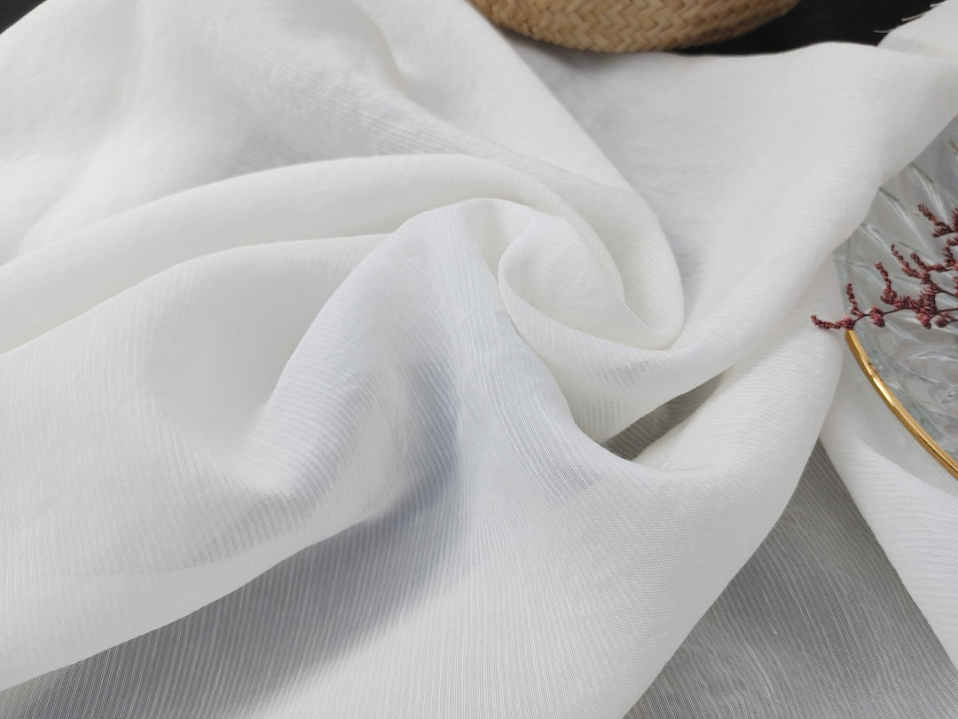 Linen Rayon Solid Fabric with Subtle Wrinkle Effect 7382 7434 - The Linen Lab - Orange