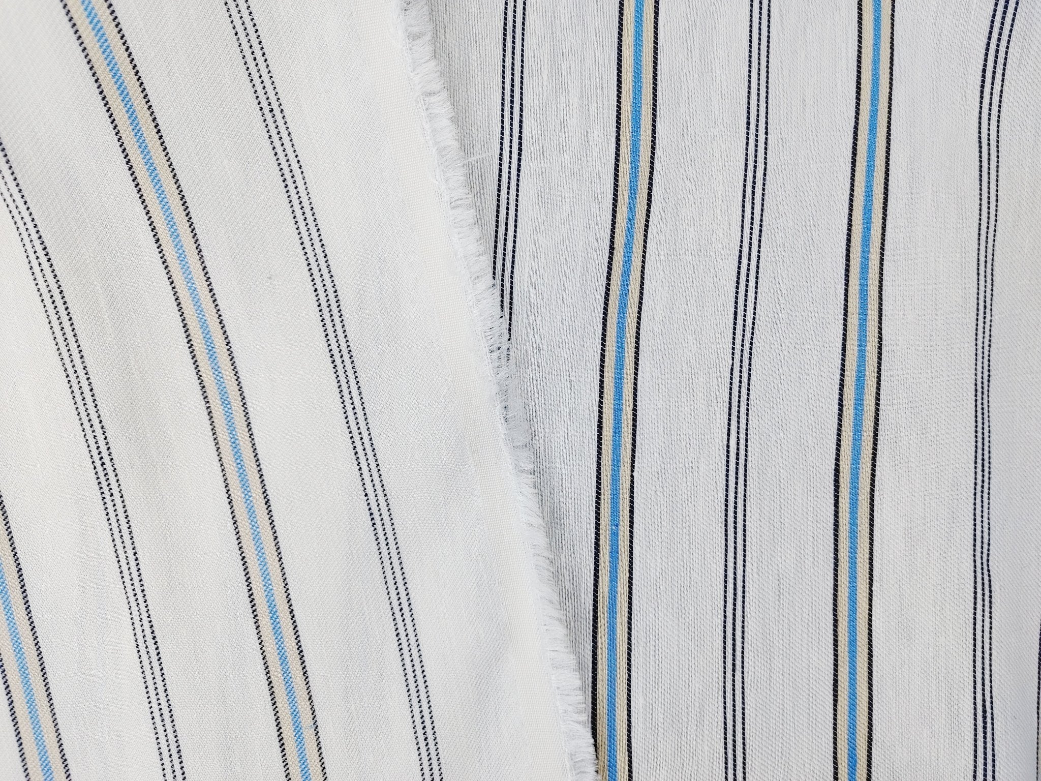 Linen Rayon Twill Fabric with Stripe Pattern, Subtle Glossy Effect 6809 6810 7154 - The Linen Lab - Ivory