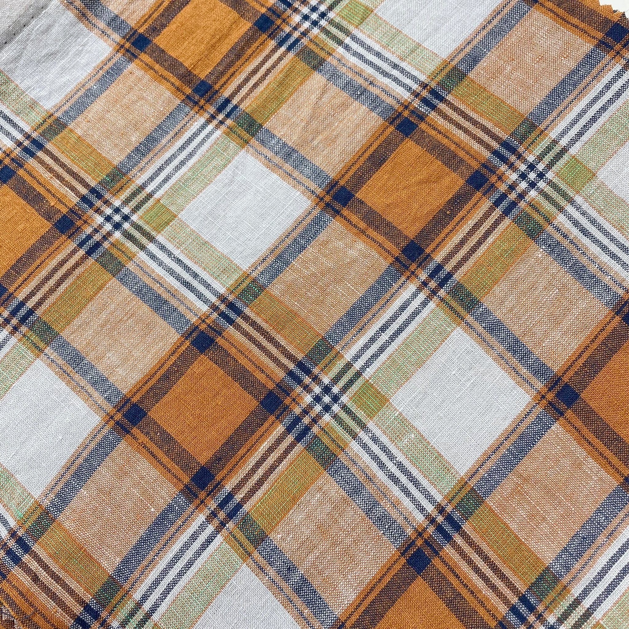 Linen Red Orange Big Check Fabric 7131 7130 - The Linen Lab - 7130 RED