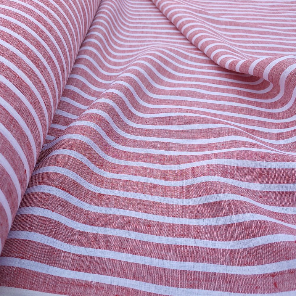 Linen Simple Stripe Fabric (6100 5973 4737 6456 6454 6542) - The Linen Lab - Orange