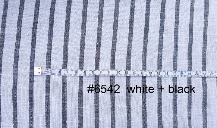 Linen Simple Stripe Fabric (6100 5973 4737 6456 6454 6542) - The Linen Lab - black