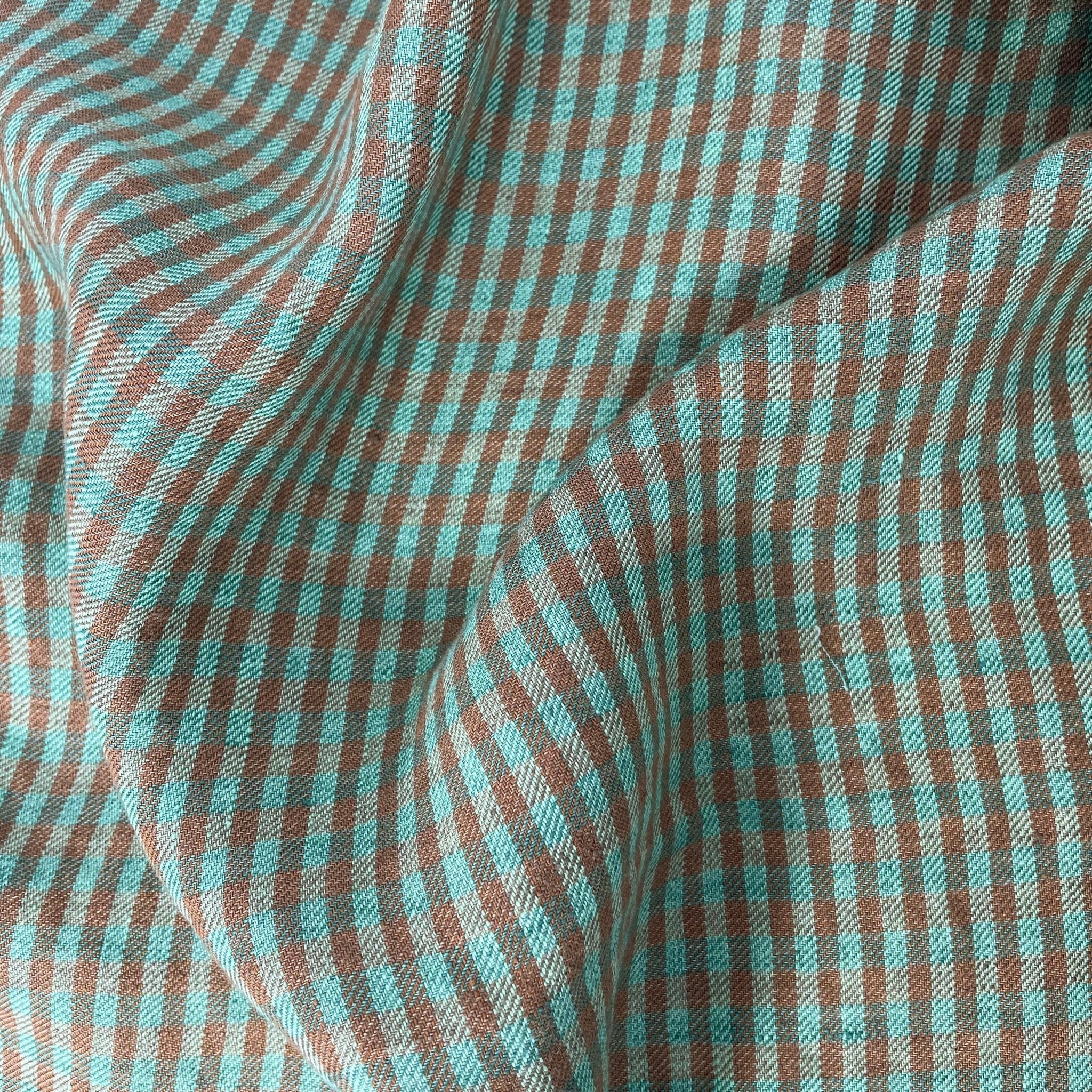 Linen Small Green Check Fabric 7568 7569 - The Linen Lab - D/green 7569