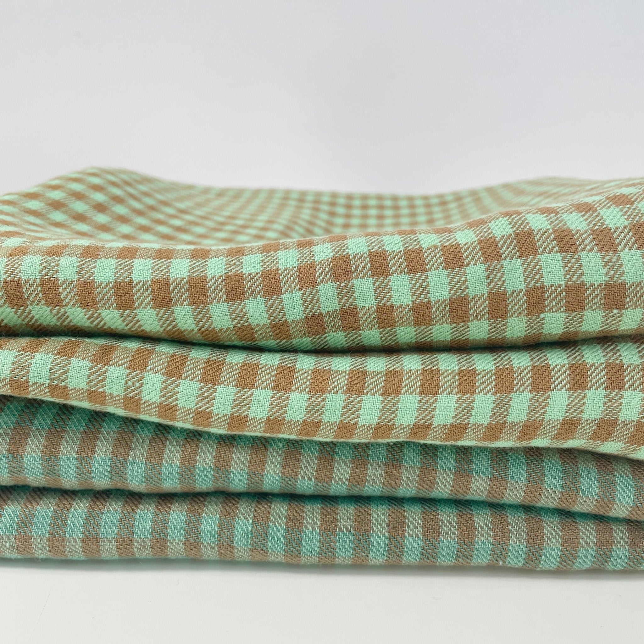 Linen Small Green Check Fabric 7568 7569 - The Linen Lab - Green 7568