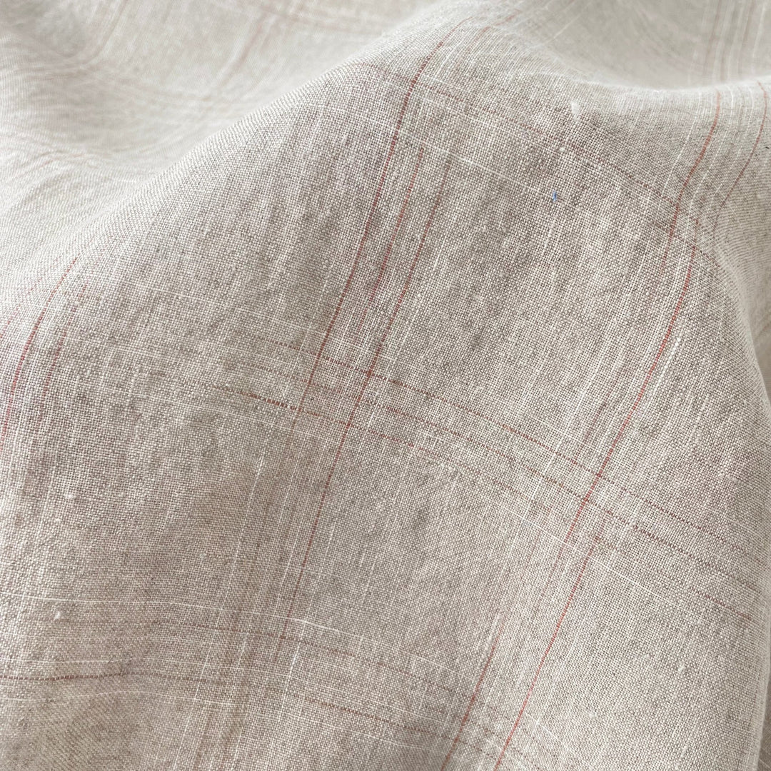 Linen Spaced Dyed Check Fabric 7347 - The Linen Lab - 7347 NATURAL