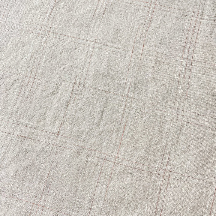 Linen Spaced Dyed Check Fabric 7347 - The Linen Lab - 7347 NATURAL