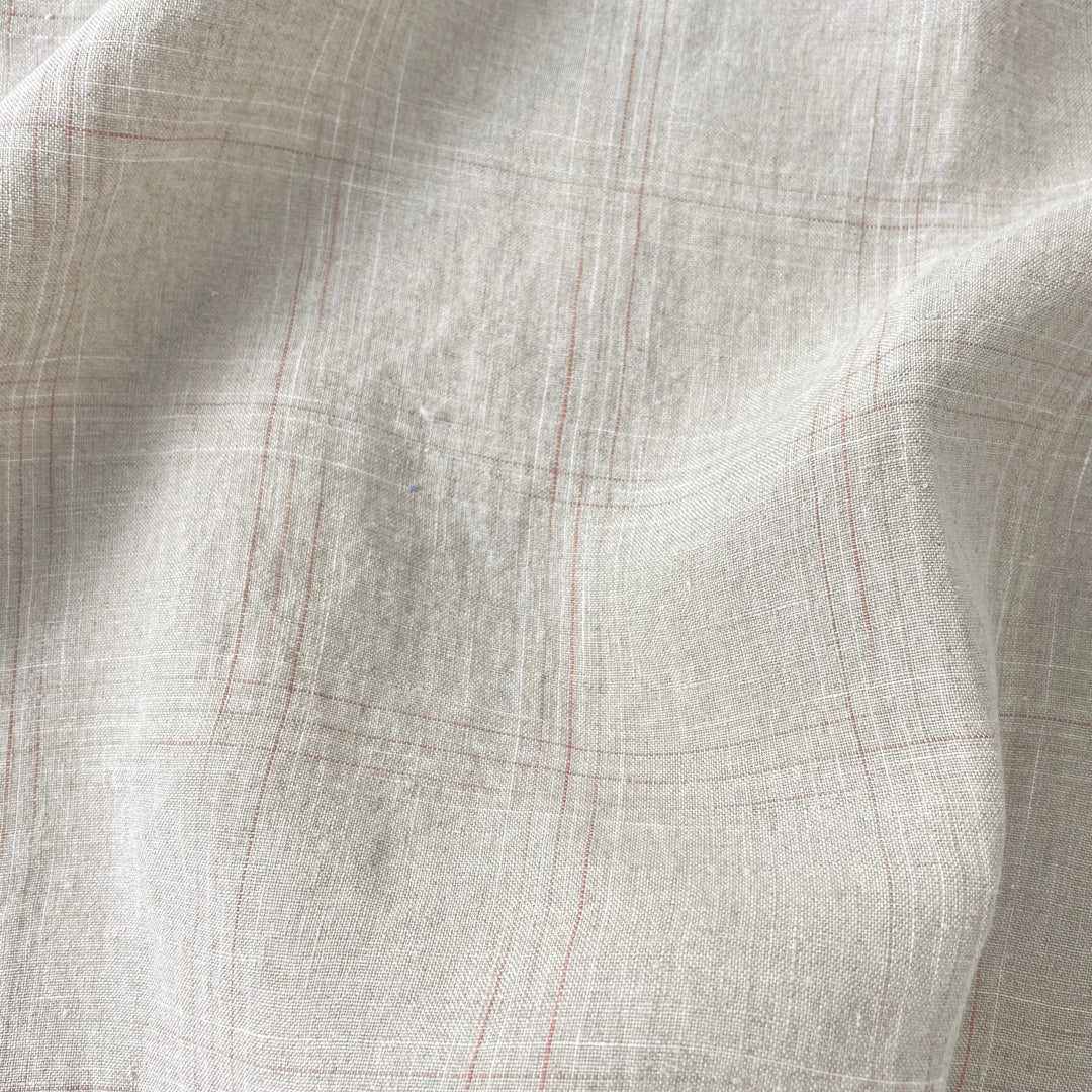 Linen Spaced Dyed Check Fabric 7347 - The Linen Lab - 7347 NATURAL